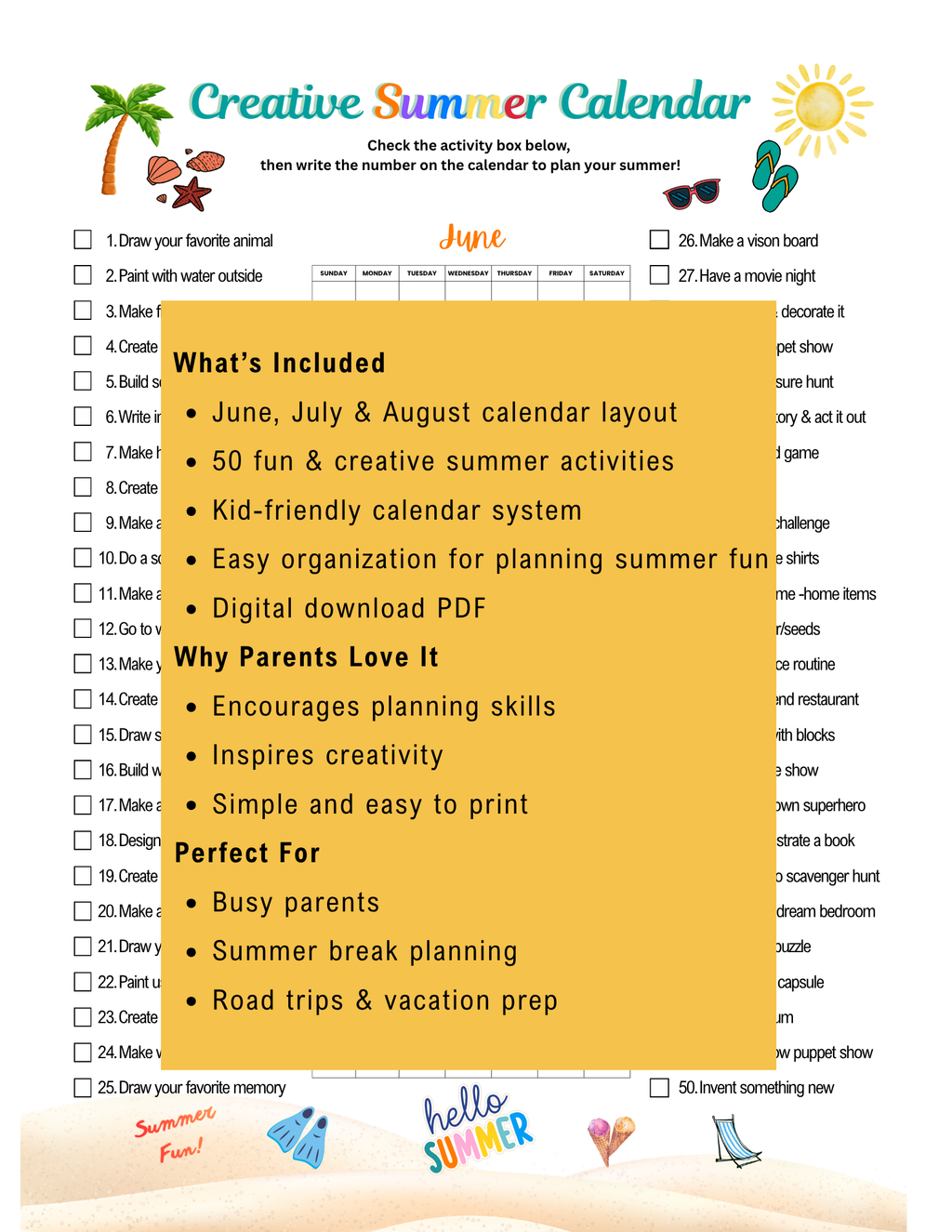 Creative Summer Calendar