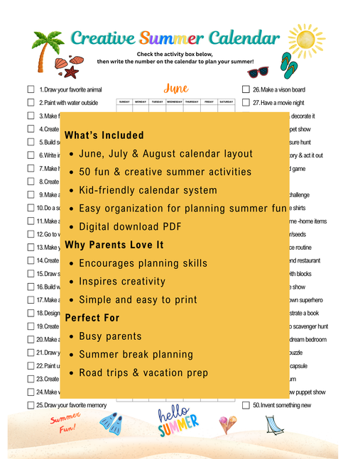 Creative Summer Calendar